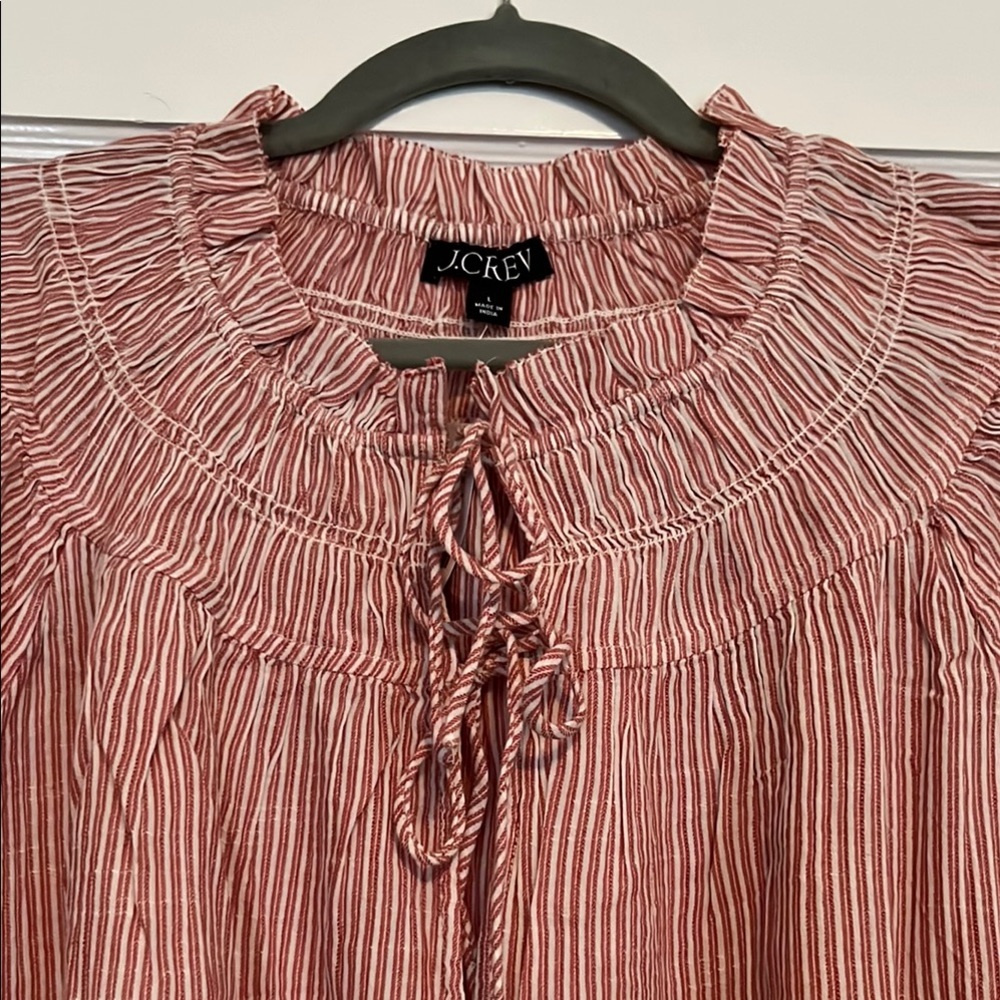 J Crew Blush Striped Ruffle Dress - Picture 2 of 5